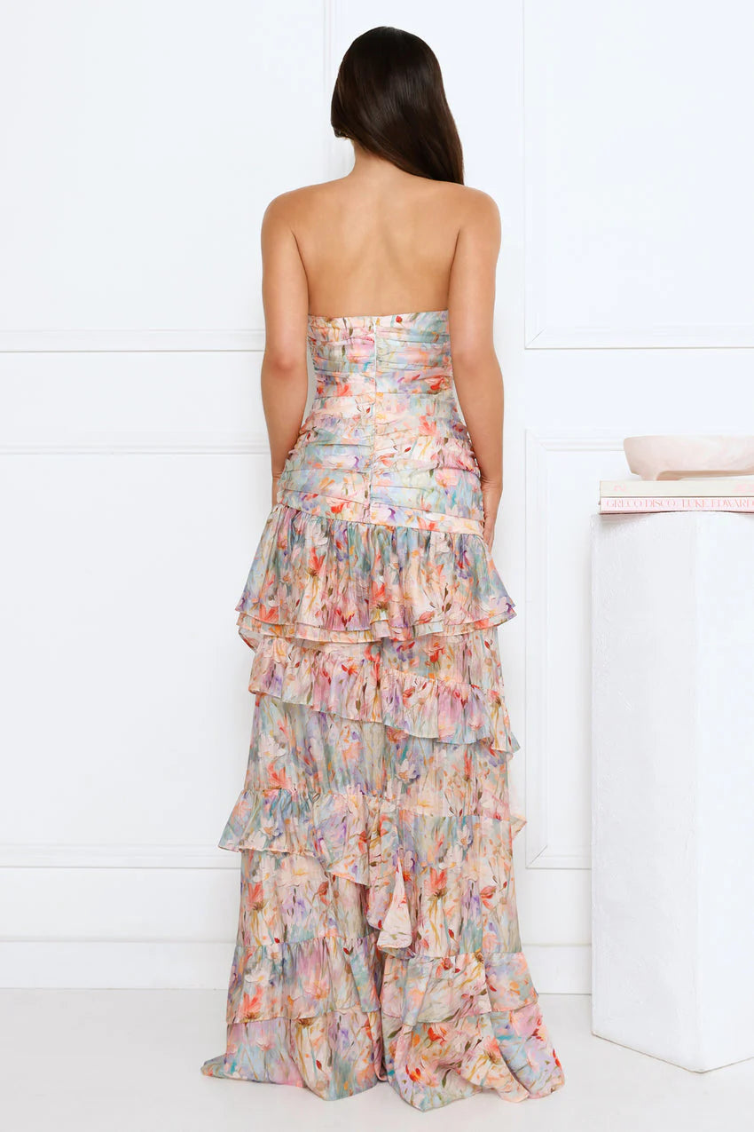 Secret Garden Chic Strapless Maxi Dress Print