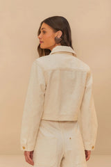 Off-White Twill Laser Crop Jacket